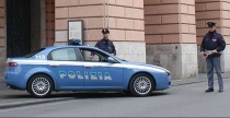 Un posto di blocco della polizia in città